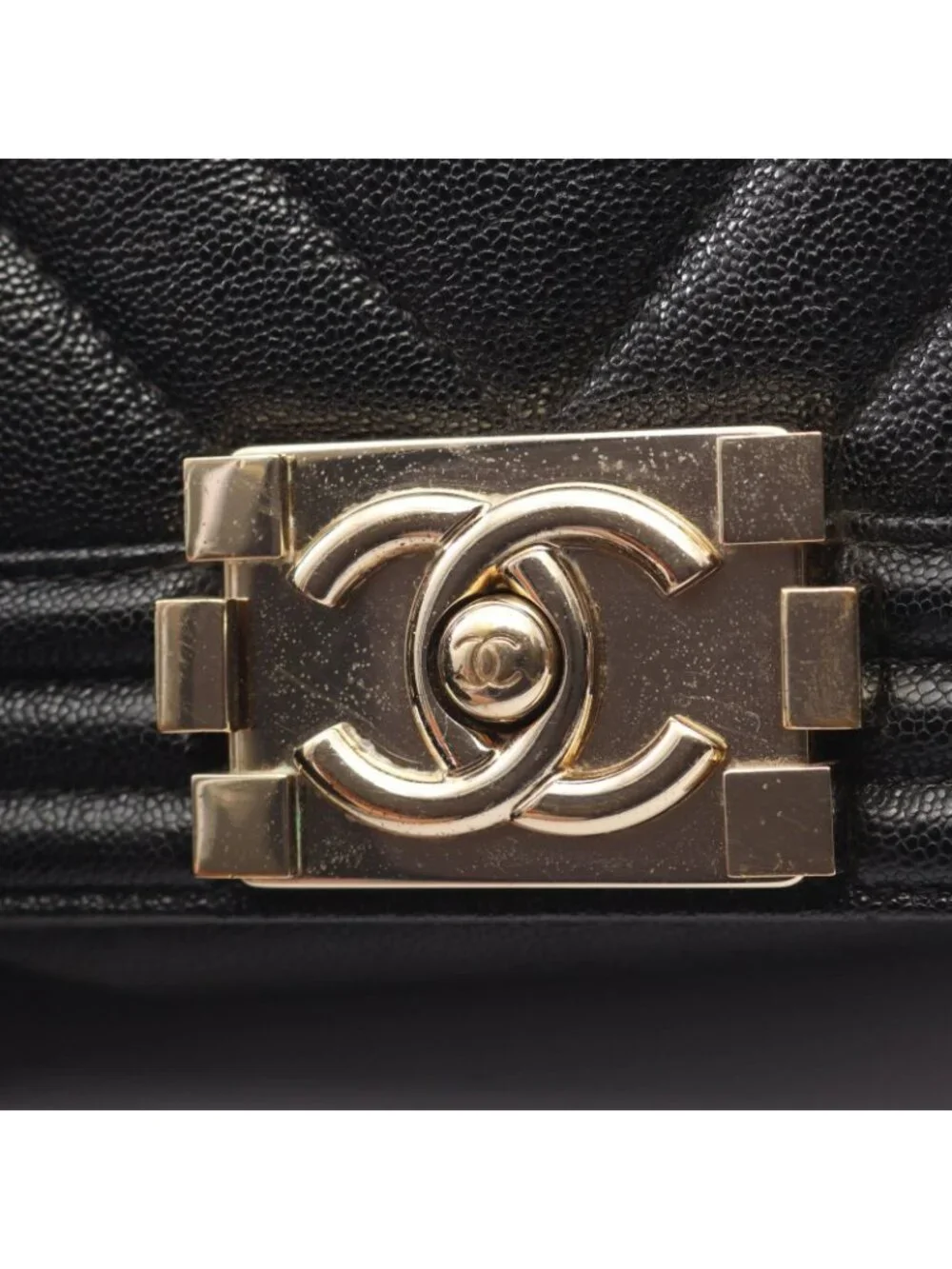 Chanel Shoulder Bag Boy Small Black Caviar Leather Boy Stitch Chain